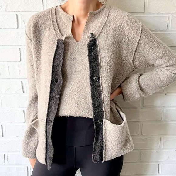 Mondi Sweaters - Italian Mondi merino wool blend neutral cardigan sweater tank top set 38